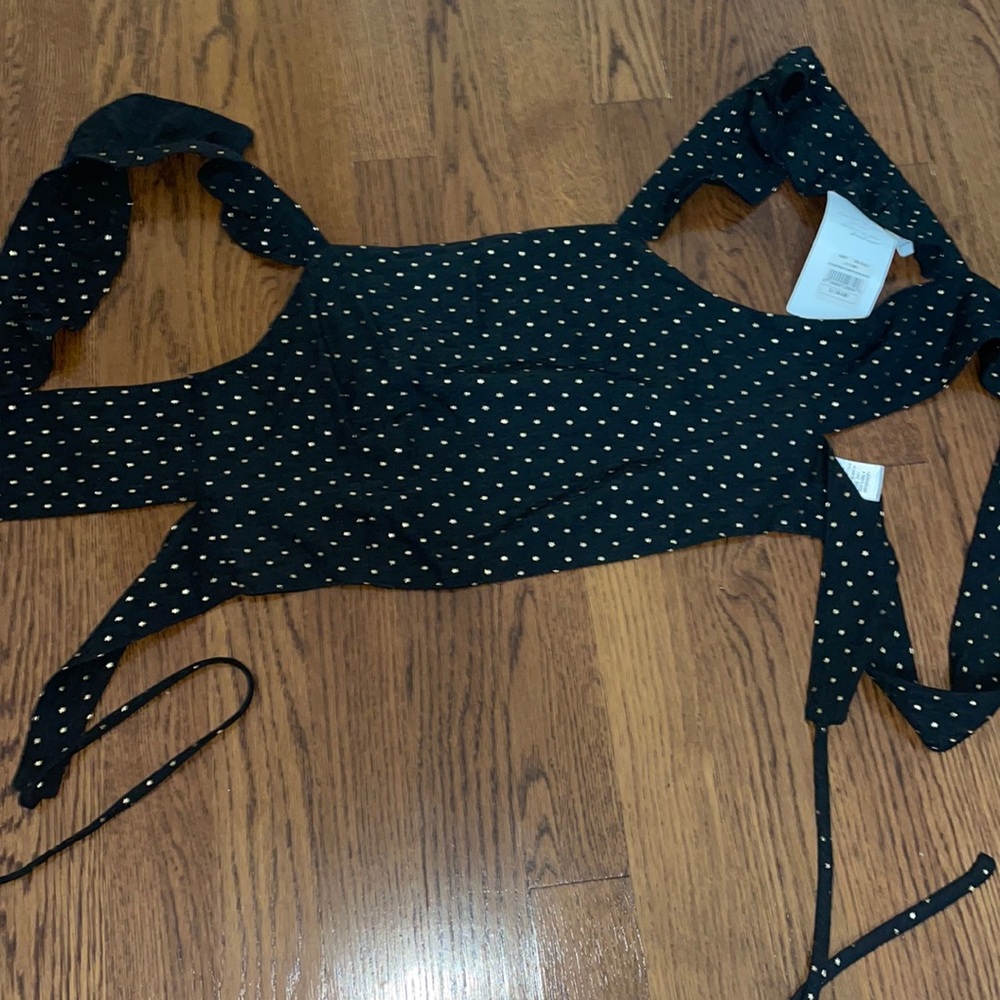 Black crop top with gold stars, size medium